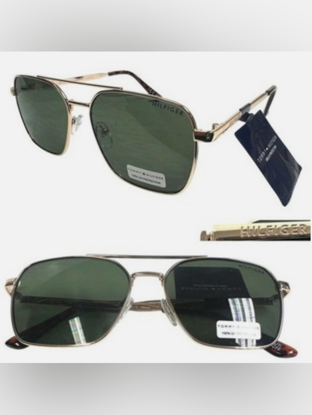 NWT TOMMY HILFIGER MM OM687 Gold/Green Mens Sunglasses
